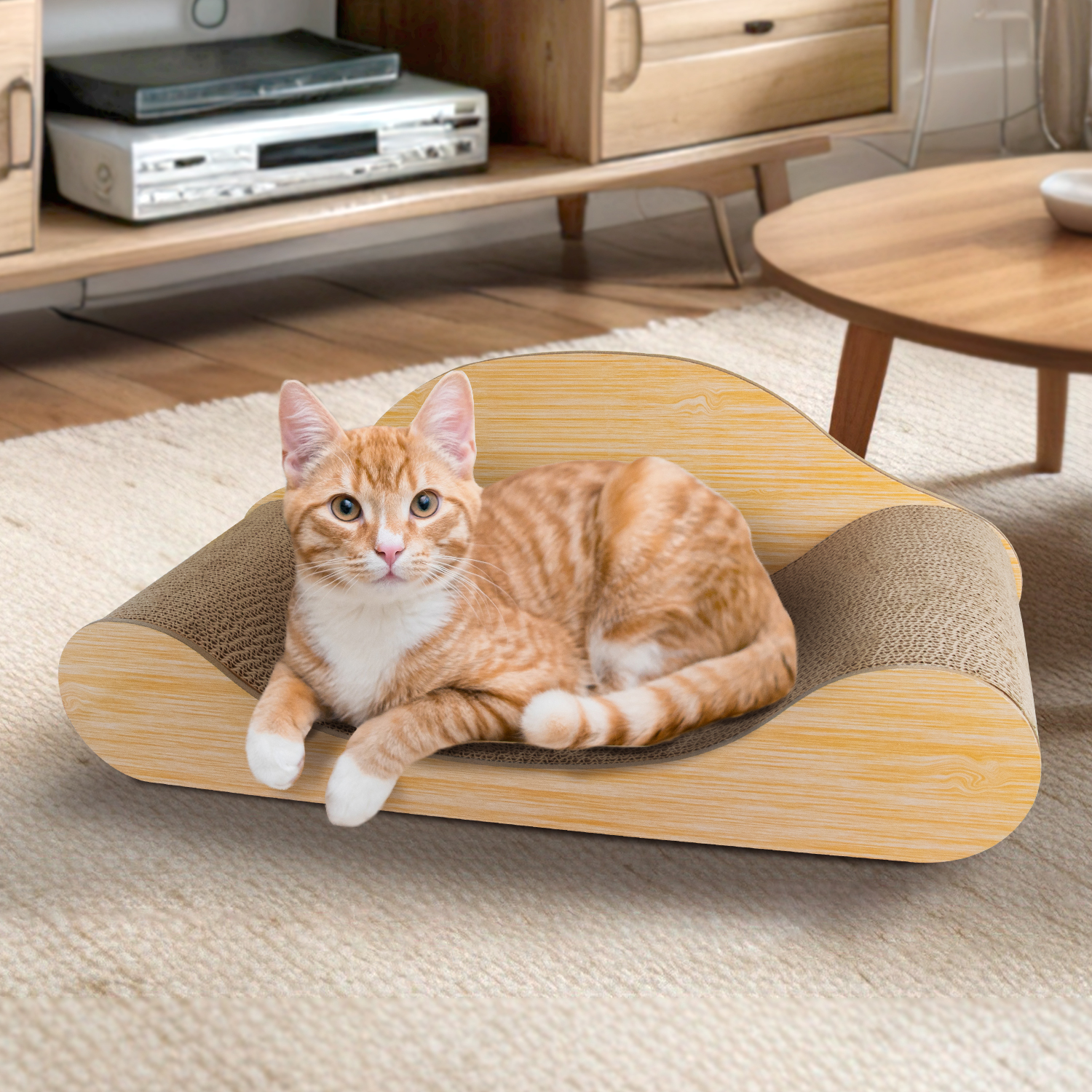 貓本屋 木紋色U型 躺椅沙發貓抓板(L號/60cm)